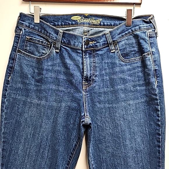 Old Navy Sweetheart Mid Rise Med Blue Denim Five Pocket Jeans Womens Size 12 - Picture 2 of 7